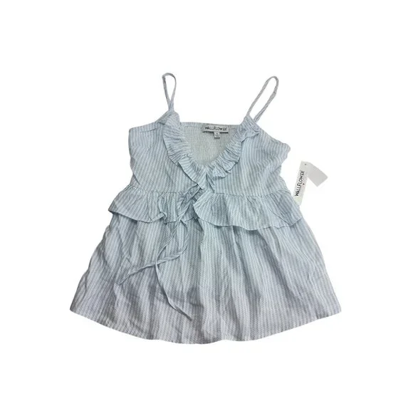 WallFlower Challis Ruffle Cami Tank Top Sleeveless Blouse Women's Sz. XS Blue/Wh - Picture 5 of 7